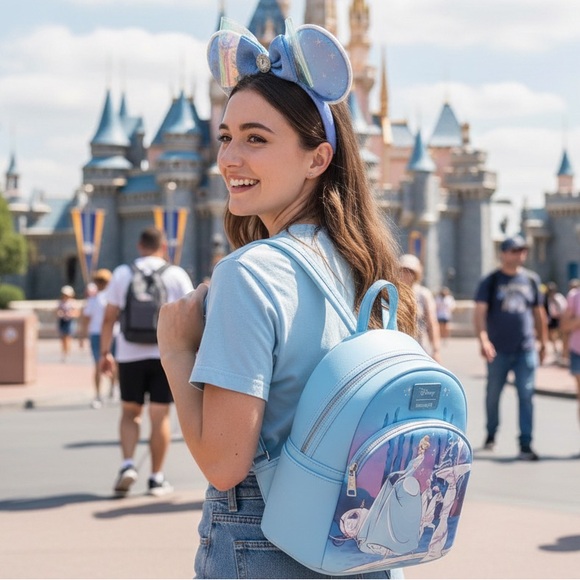 New Loungefly Disney Combo Backpack + Ears Headban Cinderella Castle. - Picture 2 of 11